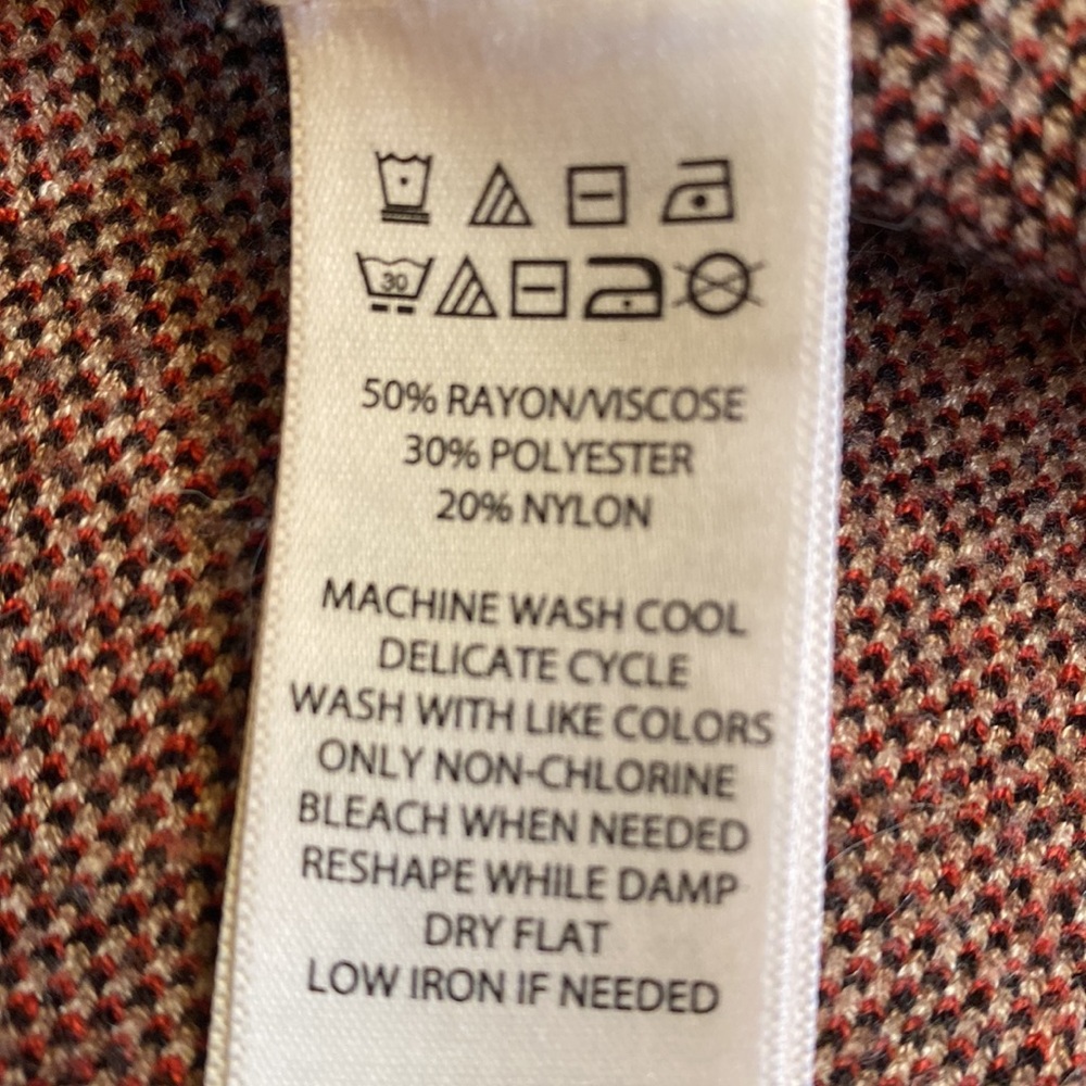 TAHARI, Turtleneck Tan Red Plaid Full Zip Cape Poncho Size SMALL/MEDIUM - Picture 7 of 8
